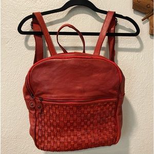 Ashwood Heritage Cherry Brick Red Woven Genuine Leather Vintage Backpack